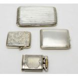 Antique silver vesta and card cases