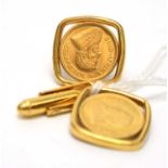 A pair of 1/10th krugerrand cufflinks