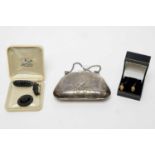 A George V silver ring purse and antique jewellery