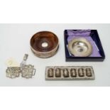 Silver items including a cased Hamilton and Inches Amada dish