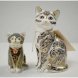 Two Royal Crown Derby cat/kitten paperweights.