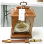 Elliott mantel clock; and a souvenir dagger.