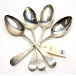 Four Georgian silver table spoons