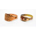 Two antique gold rings