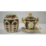 Royal Crown Derby ginger jar and a Spode twin handled cup