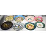 Selection of Victorian and later decorative ceramic plates.