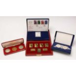 Cased sets of royal commemorative silver ingots and medallions