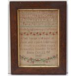 A 19th Century verse sampler by Elizabeth Smith