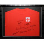 A 1966 World Cup Winners football shirt signed by members of the England football team