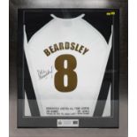 A Newcastle United football shirt signed by Peter Beardsley