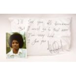 A Michael Jackson Autographed pillow.