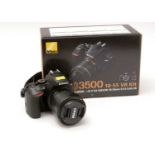 A Nikon D3500 camera kit.