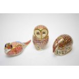 A selection of three Royal Crown Derby ceramic paperweights