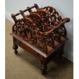 A Victorian-style mahogany four-division canterbury