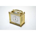 A late 19th Century French brass carriage clock.