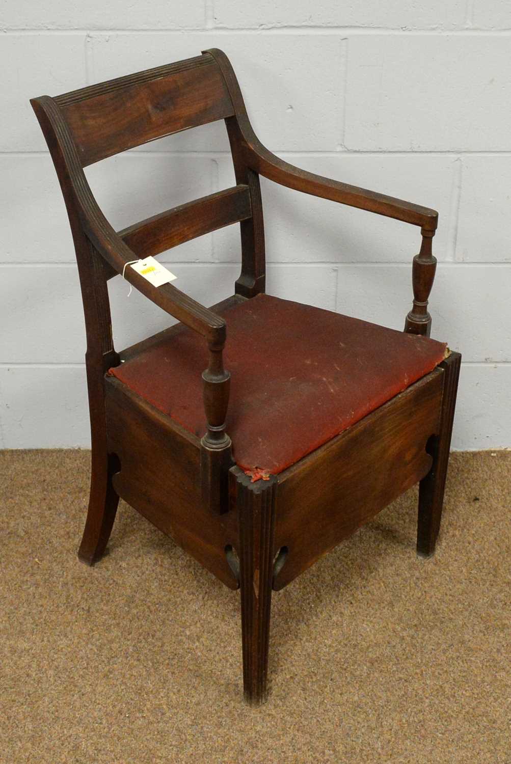 A pair of Georgian-style elbow chairs and a Regency mahogany commode chair. - Image 3 of 3