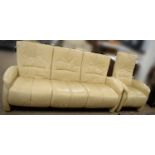 Himolla leather three-seater sofa with matching armchair