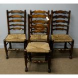 Four rustic ladderback dining chairs
