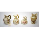 An assorted selection of four Royal Worcester water jugs.