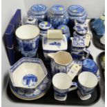 A selection of Ringtons blue and white ceramics