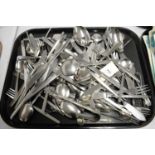 Assorted selection of stainless steel cutlery, various makers.