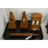 Victorian mahogany desk calendar, and other items.