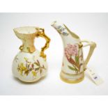 Royal Worcester floral water just; and another jug.
