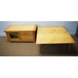 An oak coffee table and a TV Cabinet