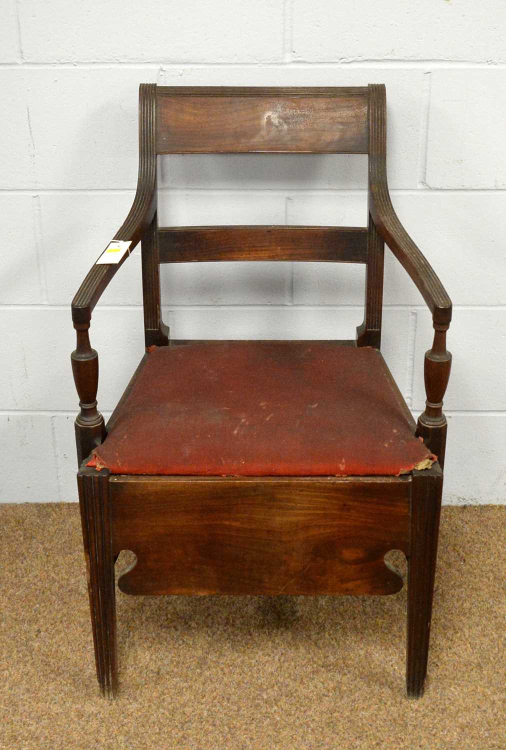 A pair of Georgian-style elbow chairs and a Regency mahogany commode chair. - Image 2 of 3