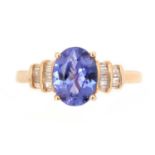 A tanzanite and diamond ring