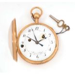 Meuron & Comp: a yellow metal cased alarm and repeating pocket watch,