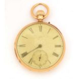 An 18ct yellow gold cased open faced pocket watch,