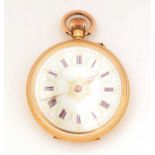 An 18ct yellow gold cased open faced fob watch,