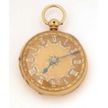 An 18ct yellow gold cased open faced pocket watch,