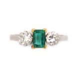 An emerald and diamond ring,