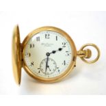 J.W. Benson 18ct gold cased half-hunter pocket watch