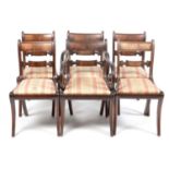 Set of six Regency mahogany dining chairs.