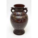 Japanese champleve enamel bronze vase
