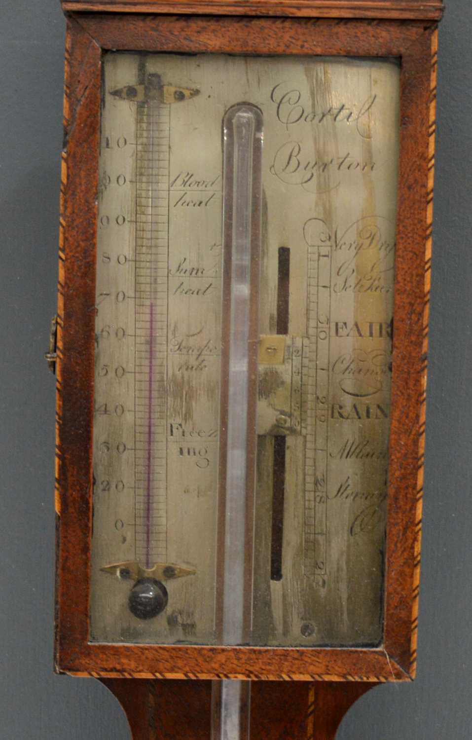 Cortil, Burton: a 19th Century mahogany and herring bone banded stick barometer - Image 2 of 2