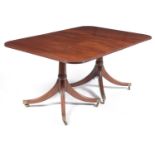 George III style D-end twin pedestal dining table.