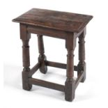 An oak joint stool, probably 17th Century