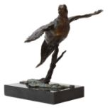 David Cemmick (1955-): a bronze pheasant in flight