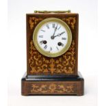 French inlaid rosewood mantel clock.