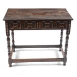 A 17th Century and later oak side table