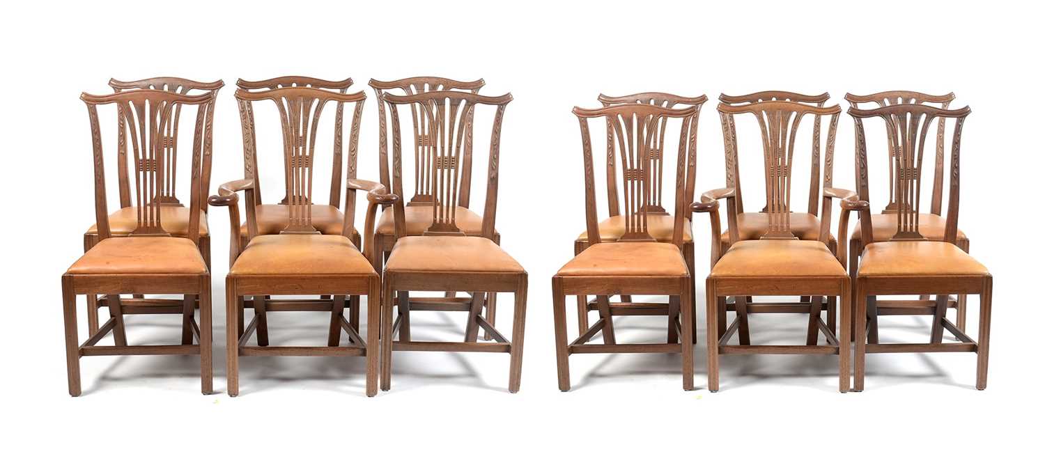 Set of twelve 19th Century mahogany dining chairs.