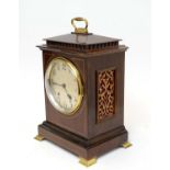 Late 19th Century mahogany quarter-chiming bracket clock.