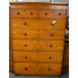 A late 19th/ early 20th Century stained pine tallboy.