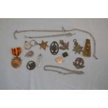 Medals, a gold fob and silver items