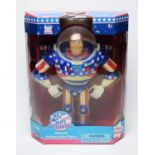 A Thinkway Disney Pixar "Stars and Stripes" Buzz Lightyear action figure.
