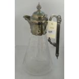 Early 20th C etched glass claret jug.